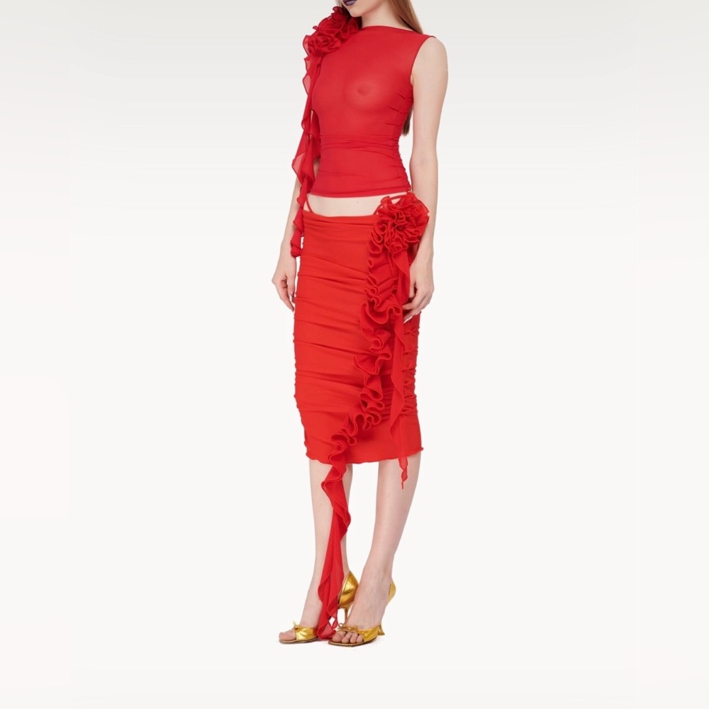 FANCI Club Women's Red Rocket Queen Midi Skirt Size XS